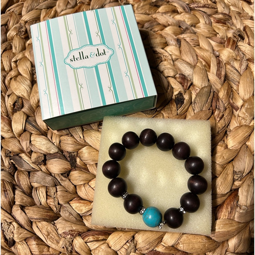 Stella & Dot Brown and Turquoise Beaded Bracelet
